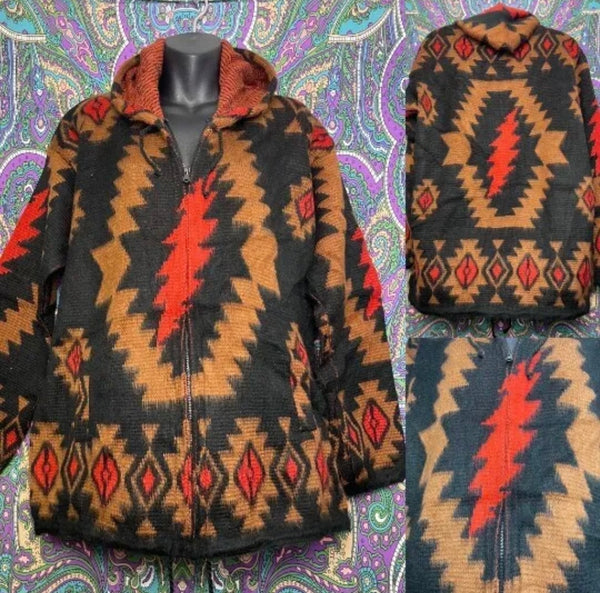 Grateful Dead 'Aztek' Alpaca Hoodie Black orange red