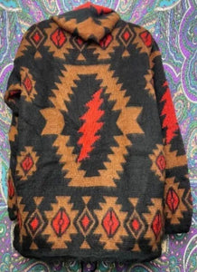 Grateful Dead 'Aztek' Alpaca Hoodie Black orange red